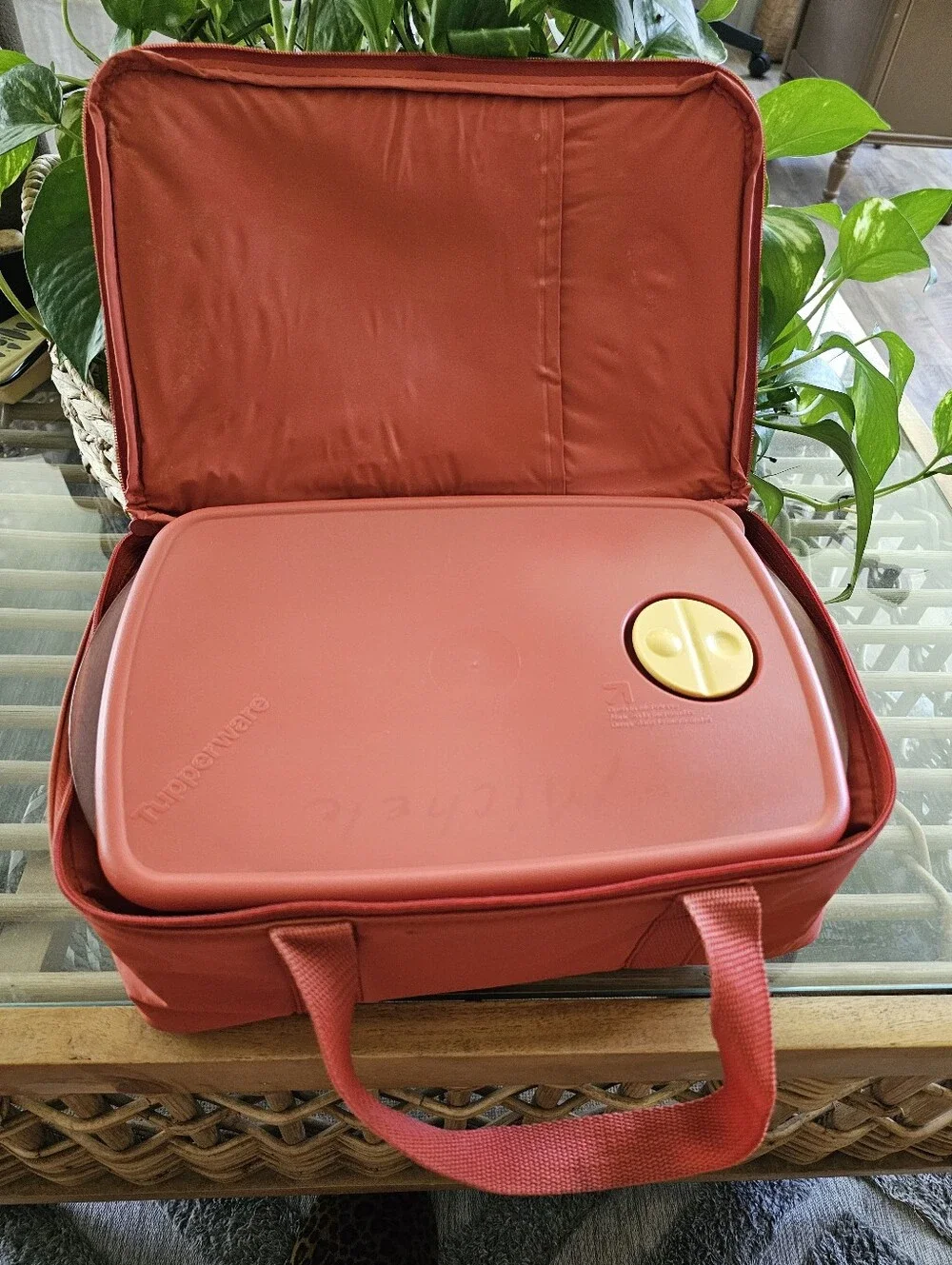 Vintage Tupperware Rock-N-Serve Vented 3-3/4 Quarts in Insulated Carrier